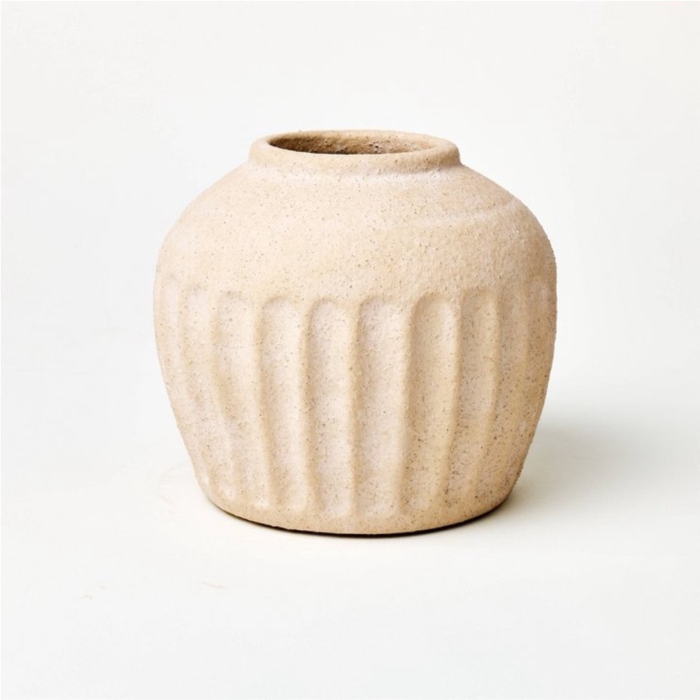 Studio McGee Short Carved Ceramic Vase - Threshold 6.75"
